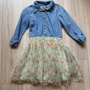 Girl's Tutu Dress w/ Denim Top Floral Skirt by Pink & Violet Sz 12